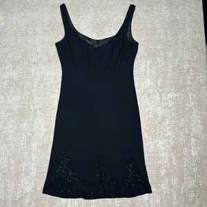 Jones New York Black Beaded Empire Waist Sleeveless Dress Size 10